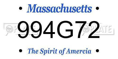 994G72 Massachusetts License Plate