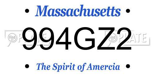 994GZ2 Massachusetts License Plate