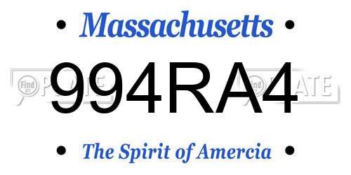 994RA4 Massachusetts License Plate