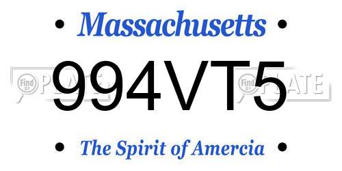 994VT5 Massachusetts License Plate