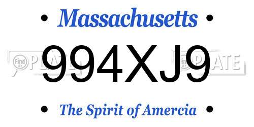 994XJ9 Massachusetts License Plate