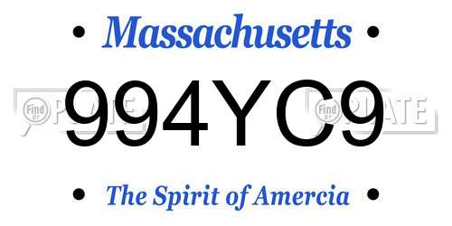 994YC9 Massachusetts License Plate
