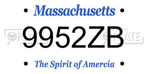 9952ZB Massachusetts License Plate
