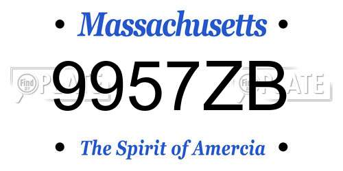 9957ZB Massachusetts License Plate