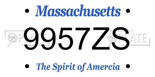 9957ZS Massachusetts License Plate