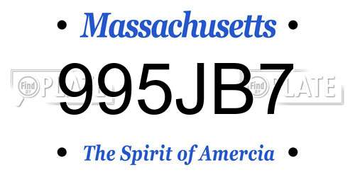995JB7 Massachusetts License Plate