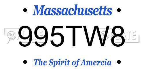 995TW8 Massachusetts License Plate