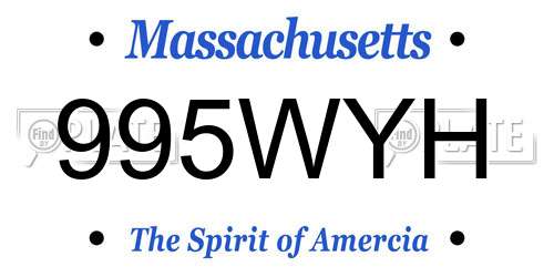 995WYH Massachusetts License Plate