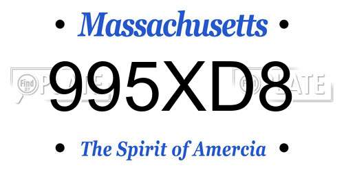 995XD8 Massachusetts License Plate