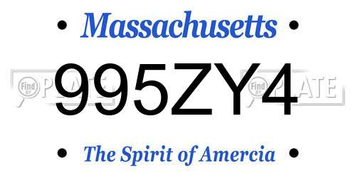 995ZY4 Massachusetts License Plate