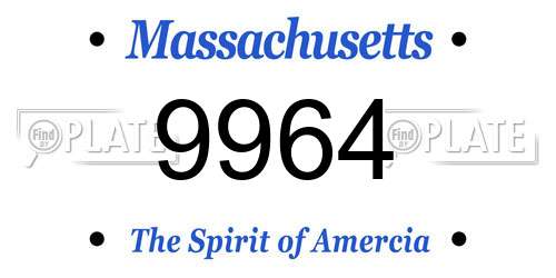 9964 Massachusetts License Plate