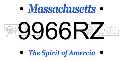 9966RZ Massachusetts License Plate