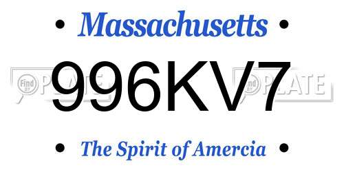 996KV7 Massachusetts License Plate