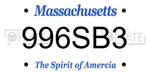 996SB3 Massachusetts License Plate