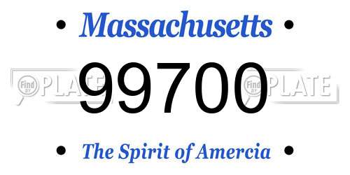 99700 Massachusetts License Plate