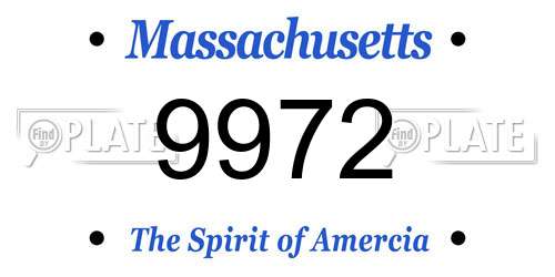 9972 Massachusetts License Plate