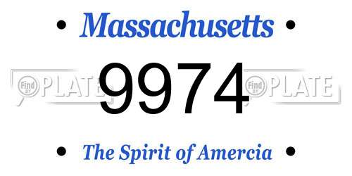 9974 Massachusetts License Plate