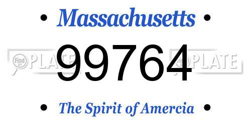 99764 Massachusetts License Plate