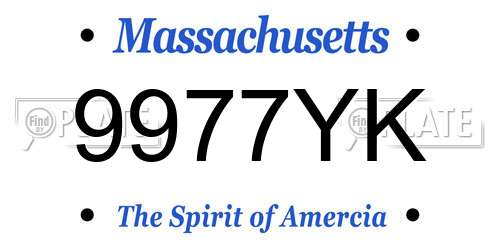 9977YK Massachusetts License Plate