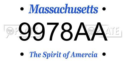 9978AA Massachusetts License Plate