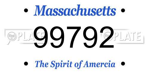 99792 Massachusetts License Plate