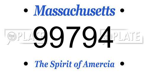 99794 Massachusetts License Plate