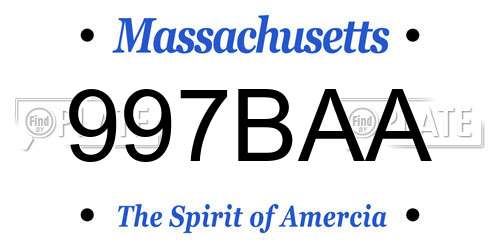 997BAA Massachusetts License Plate