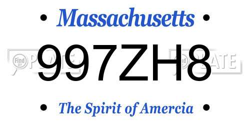 997ZH8 Massachusetts License Plate