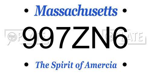 997ZN6 Massachusetts License Plate