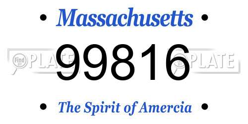 99816 Massachusetts License Plate