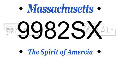 9982SX Massachusetts License Plate