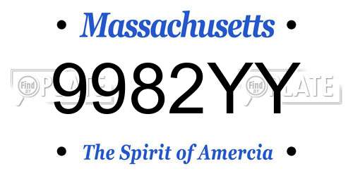 9982YY Massachusetts License Plate