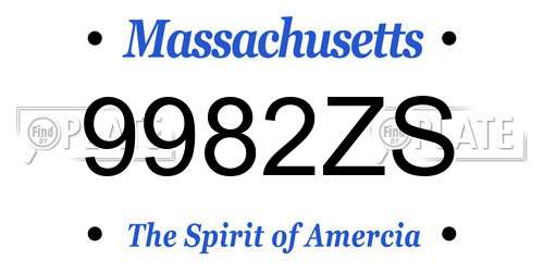 9982ZS Massachusetts License Plate