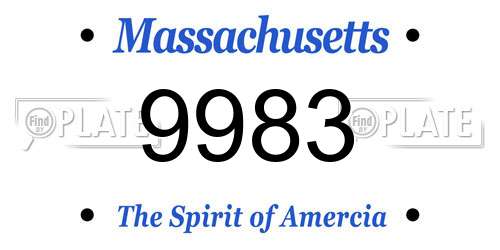 9983 Massachusetts License Plate