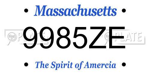 9985ZE Massachusetts License Plate