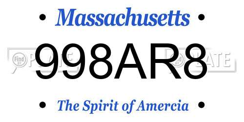 998AR8 Massachusetts License Plate