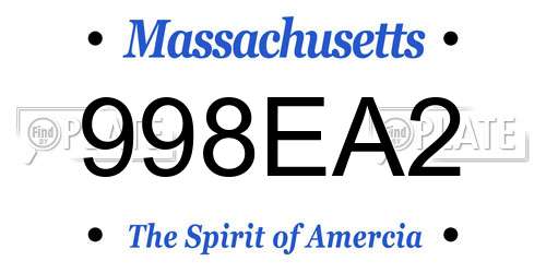 998EA2 Massachusetts License Plate