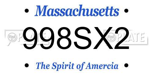 998SX2 Massachusetts License Plate