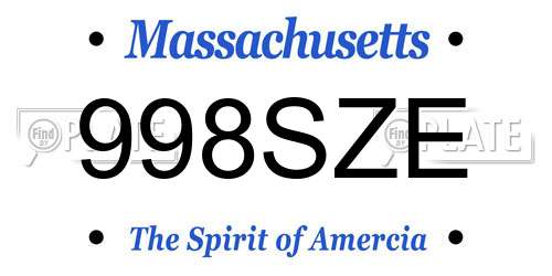 998SZE Massachusetts License Plate