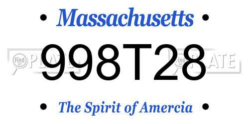 998T28 Massachusetts License Plate