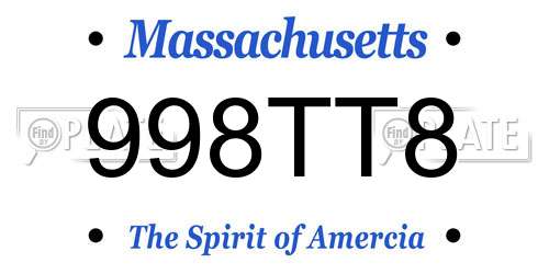 998TT8 Massachusetts License Plate