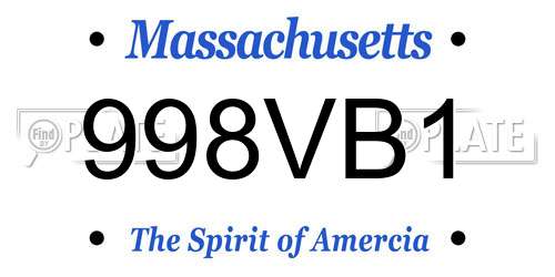 998VB1 Massachusetts License Plate