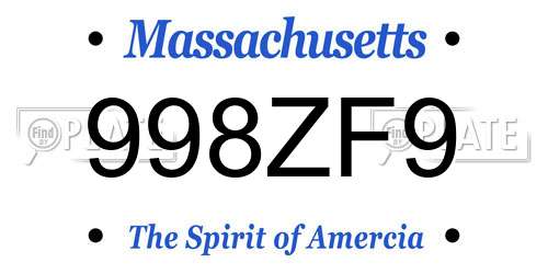 998ZF9 Massachusetts License Plate