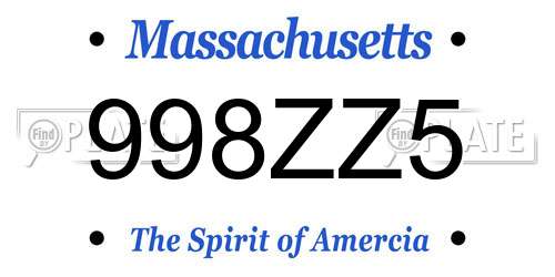 998ZZ5 Massachusetts License Plate