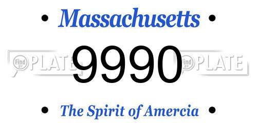 9990 Massachusetts License Plate