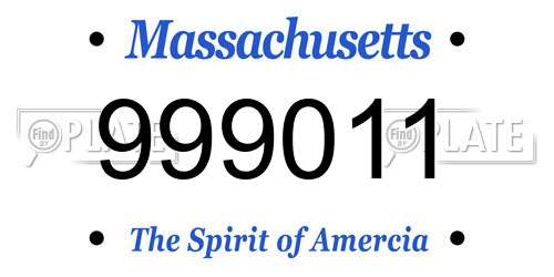 999011 Massachusetts License Plate