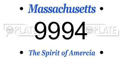 9994 Massachusetts License Plate