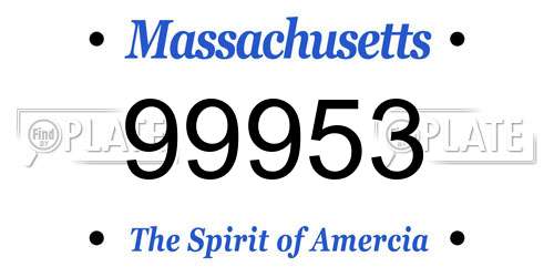 99953 Massachusetts License Plate