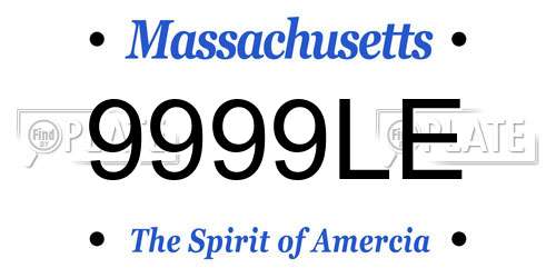 9999LE Massachusetts License Plate