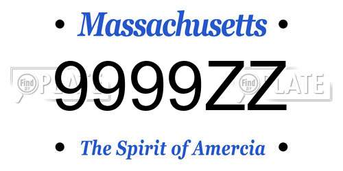 9999ZZ Massachusetts License Plate